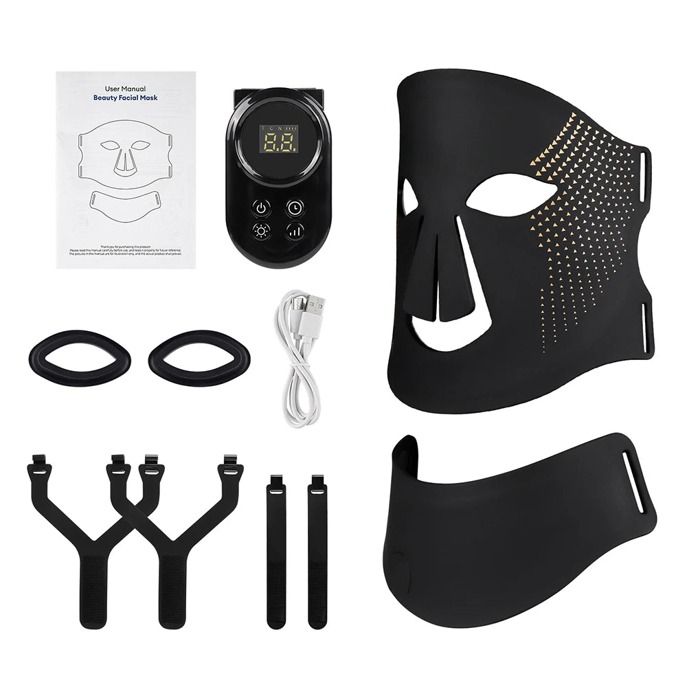 7 Colors Photon Face With Neck Beauty Mask 3D Flexible Silicone Face Neck Beatuy Mask Skin Rejuvenation Tighten Skin Anti Aging